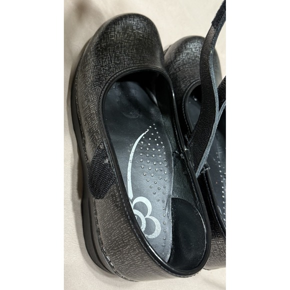 Sanita Ladies 39 Blaire Mary Jane Hook & Loop Black Silver Leather Clogs Shoes‎ - Picture 9 of 12